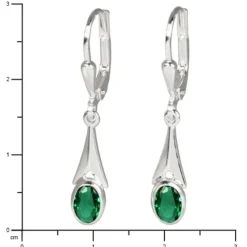 SilberDream Ohrhänger Zirkonia Stein grün Ohrring Silber SDO514G