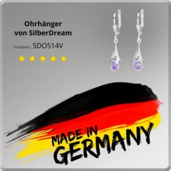 SilberDream Ohrhänger Zirkonia flieder Ohrring 925 Silber SDO514V