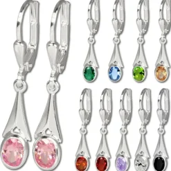 SilberDream Ohrhänger Zirkonia Stein grün Ohrring Silber SDO514G