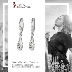 SilberDream Ohrhänger Zirkonia Stein weiß Ohrring 925 Silber SDO514W