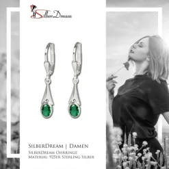 SilberDream Ohrhänger Zirkonia Stein grün Ohrring Silber SDO514G