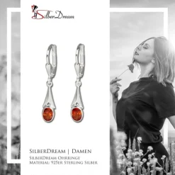 SilberDream Ohrhänger Zirkonia orange-rot Ohrring 925 Silber SDO514O