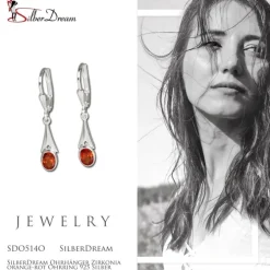 SilberDream Ohrhänger Zirkonia orange-rot Ohrring 925 Silber SDO514O