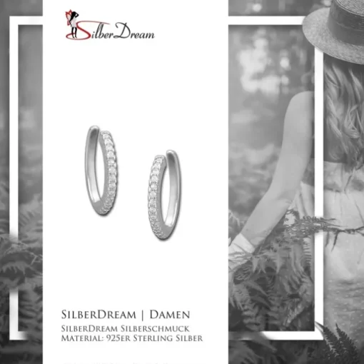 SilberDream Ohrklemme 13 weiße Zirkonias Ear Cuff Ohrringe 925 Silber GSO471W