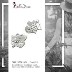 SilberDream Ohrklemme Blatt Zirkonia Ear Cuff Ohrringe 925 Silber GSO504W