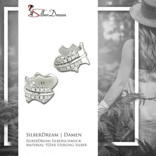 SilberDream Ohrklemme Blatt Zirkonia Ear Cuff Ohrringe 925 Silber GSO504W