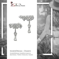 SilberDream Ohrklemme Blumen Zirkonia Ear Cuff Ohrringe 925 Silber GSO436W