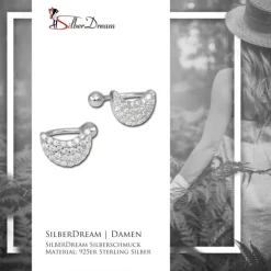 SilberDream Ohrklemme Halbmond Zirkonia Ear Cuff Ohrringe 925 Silber GSO437W