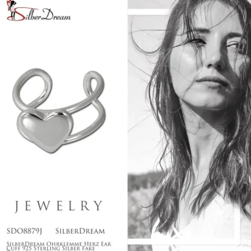 SilberDream Ohrklemme Herz Ear Cuff 925 Sterling Silber Fake Piercing SDO8879J