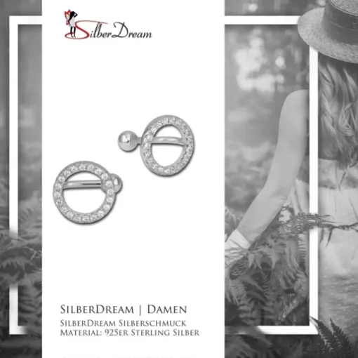 SilberDream Ohrklemme Kreise Zirkonia Ear Cuff Ohrringe 925 Silber GSO435W