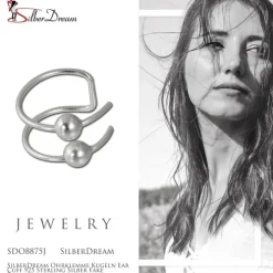 SilberDream Ohrklemme Kugeln Ear Cuff 925 Sterling Silber Fake Piercing SDO8875J