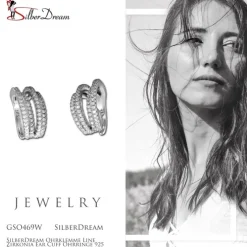 SilberDream Ohrklemme Line Zirkonia Ear Cuff Ohrringe 925 Silber GSO469W