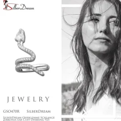 SilberDream Ohrklemme Schlange Zirkonia Ear Cuff Ohrring 925 Silber GSO470R