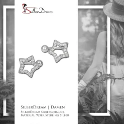 SilberDream Ohrklemme Stern Zirkonia Ear Cuff Ohrringe 925 Silber GSO434W
