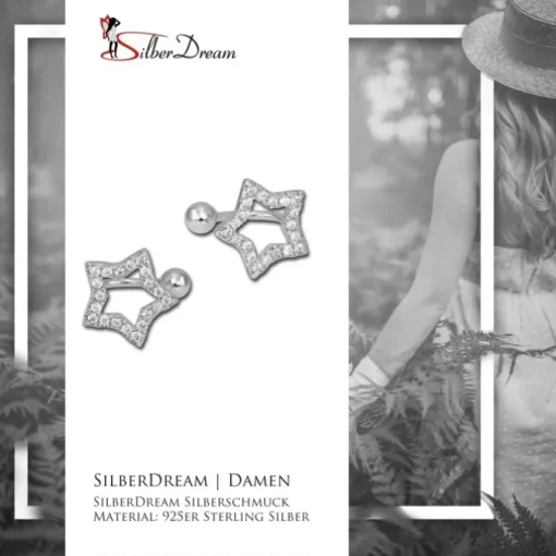 SilberDream Ohrklemme Stern Zirkonia Ear Cuff Ohrringe 925 Silber GSO434W