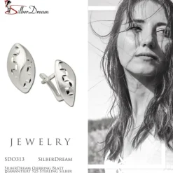 SilberDream Ohrring Blatt diamantiert 925 Sterling Silber Ohrstecker SDO313