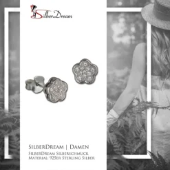 SilberDream Ohrring Blume weiß 925er Silber Ohrstecker GSO2905J