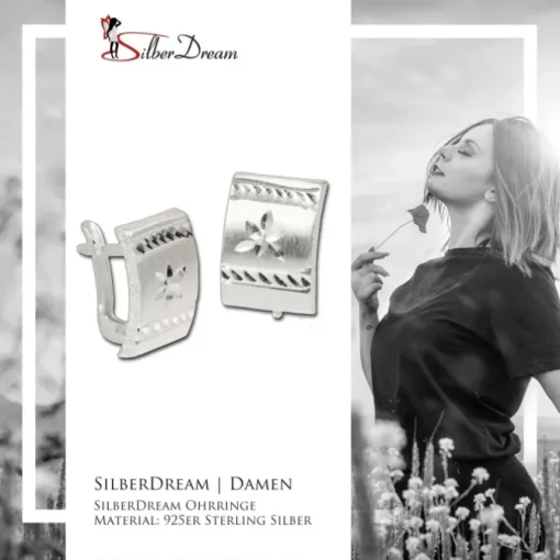 SilberDream Ohrring Blume diamantiert 925 Silber Ohrstecker SDO317