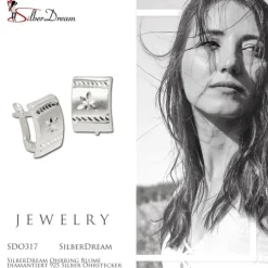 SilberDream Ohrring Blume diamantiert 925 Silber Ohrstecker SDO317