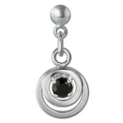 SilberDream Ohrring Doppelring Zirkonia schwarz 925 Ohrhänger SDO580S