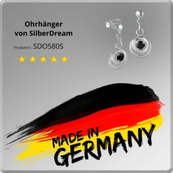 SilberDream Ohrring Doppelring Zirkonia schwarz 925 Ohrhänger SDO580S
