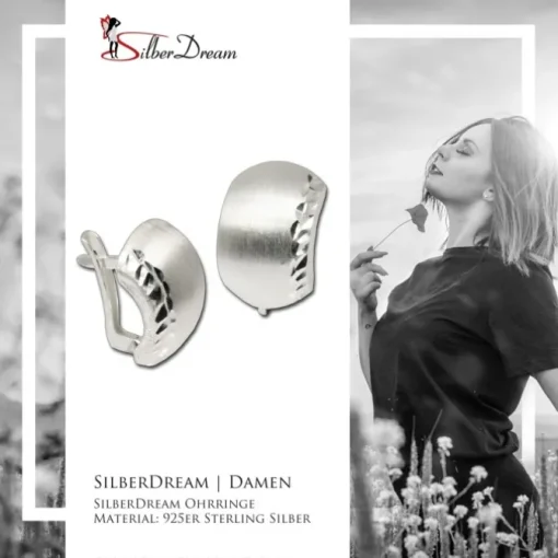SilberDream Ohrring halbrund diamantiert 925 Silber Ohrstecker SDO318