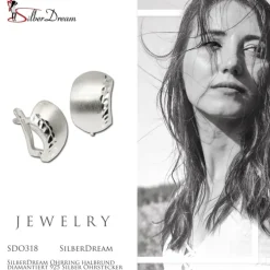 SilberDream Ohrring halbrund diamantiert 925 Silber Ohrstecker SDO318