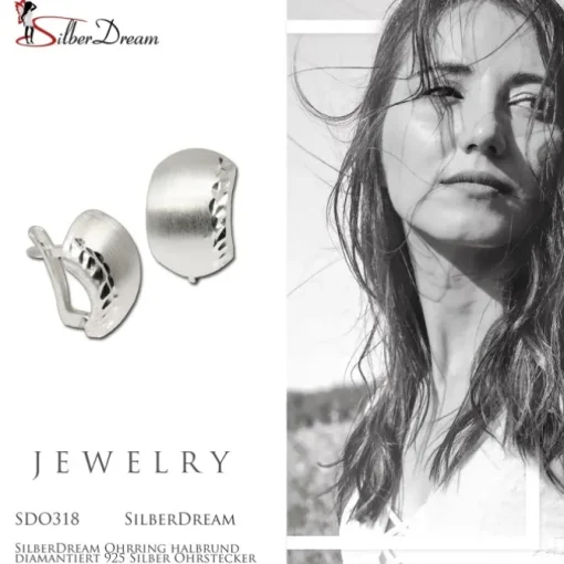 SilberDream Ohrring halbrund diamantiert 925 Silber Ohrstecker SDO318
