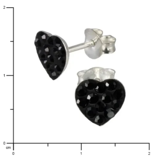 SilberDream Ohrring Herzen schwarz 925er Silber Ohrstecker GSO251S