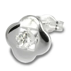 SilberDream Ohrring Kleeblatt Zirkonia weiß 925er Ohrstecker SDO544W