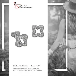 SilberDream Ohrring Kleeblatt weiß 925er Silber Ohrstecker GSO2902J