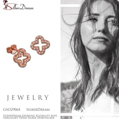 SilberDream Ohrring Kleeblatt rose vergoldet 925er Silber Ohrstecker GSO2906E