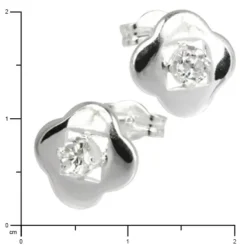 SilberDream Ohrring Kleeblatt Zirkonia weiß 925er Ohrstecker SDO544W