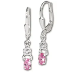 SilberDream Ohrring Kleine Blume Zirkonia rosa 925 Ohrhänger SDO535A