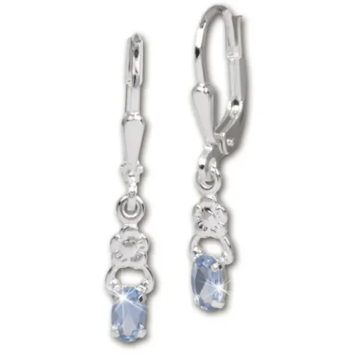 SilberDream Ohrring Kleine Blume Zirkonia blau 925 Ohrhänger SDO535H