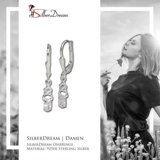 SilberDream Ohrring Kleine Blume Zirkonia weiß 925 Ohrhänger SDO535W