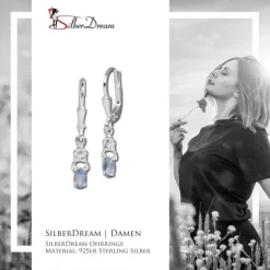 SilberDream Ohrring Kleine Blume Zirkonia blau 925 Ohrhänger SDO535H