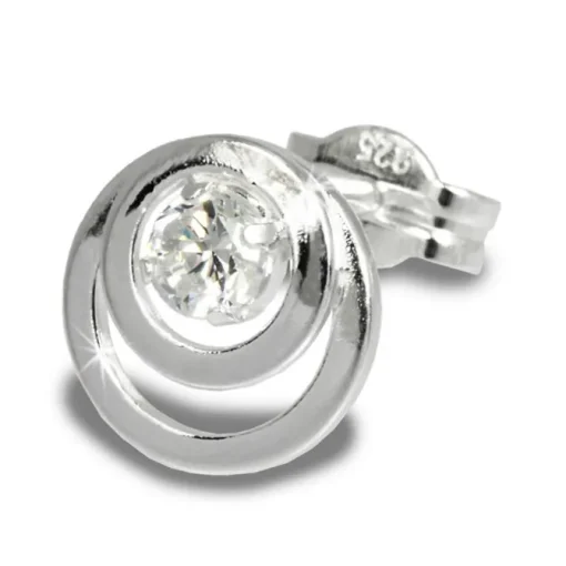 SilberDream Ohrring Kreise Zirkonia weiß 925 Silber Ohrstecker SDO542W