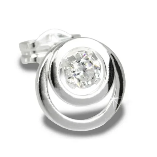 SilberDream Ohrring Kreise Zirkonia weiß 925 Silber Ohrstecker SDO542W