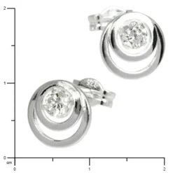 SilberDream Ohrring Kreise Zirkonia weiß 925 Silber Ohrstecker SDO542W