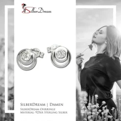 SilberDream Ohrring Kreise Zirkonia weiß 925 Silber Ohrstecker SDO542W