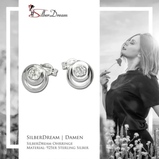 SilberDream Ohrring Kreise Zirkonia weiß 925 Silber Ohrstecker SDO542W