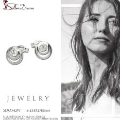 SilberDream Ohrring Kreise Zirkonia weiß 925 Silber Ohrstecker SDO542W