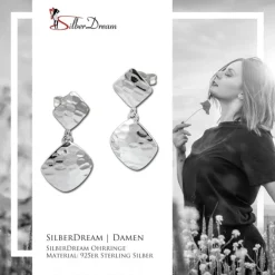 SilberDream Ohrring Muster viereckig 925er Silber Ohrhänger SDO575J