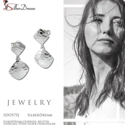 SilberDream Ohrring Muster viereckig 925er Silber Ohrhänger SDO575J