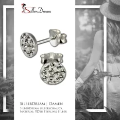 SilberDream Ohrring Rund weiß 925er Silber Ohrstecker GSO252W