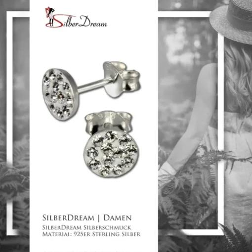 SilberDream Ohrring Rund weiß 925er Silber Ohrstecker GSO252W