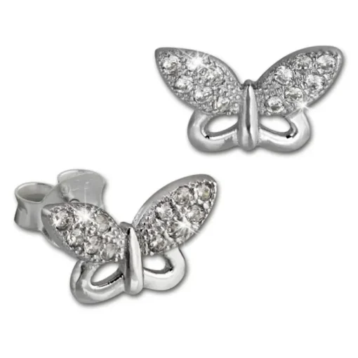 SilberDream Ohrring Schmetterling weiß 925er Silber Ohrstecker GSO2903J