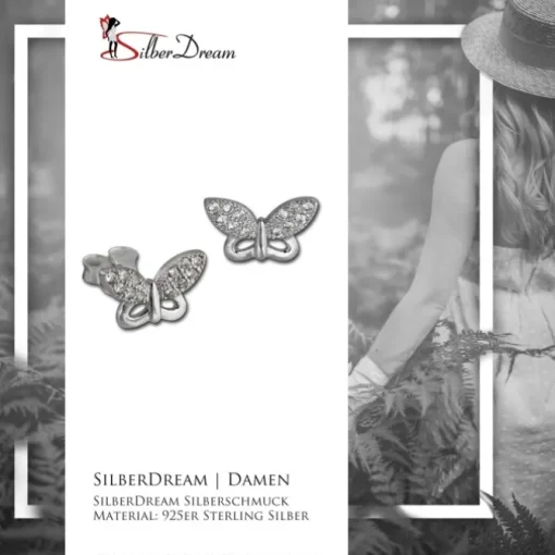 SilberDream Ohrring Schmetterling weiß 925er Silber Ohrstecker GSO2903J