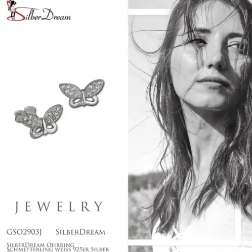 SilberDream Ohrring Schmetterling weiß 925er Silber Ohrstecker GSO2903J